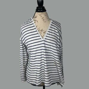 American Eagle Outfitters Women's Striped Hoodie V-neck Medium Cotton